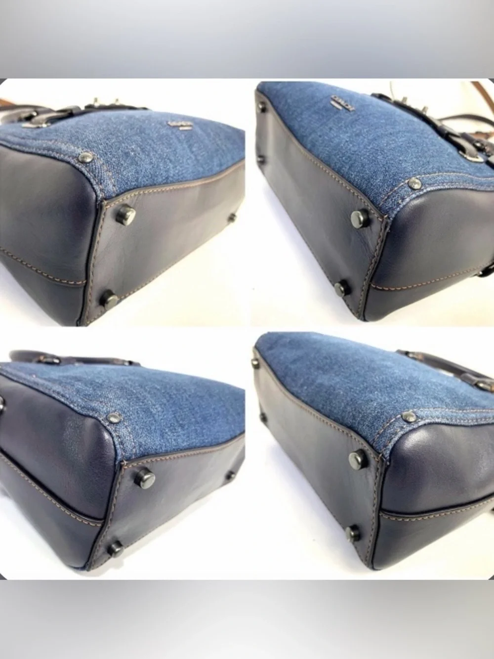 COACH Mini Denim & Black Leather Swagger Crossbody w/Gunmetal Hardware - Picture 7 of 12